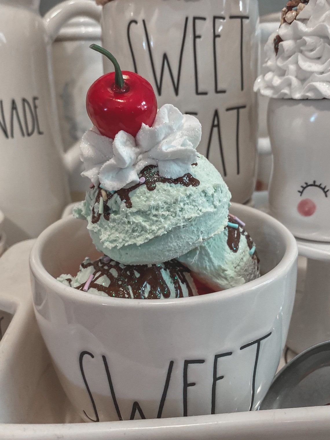 Set of 3 mini ice cream scoops mint color Etsy