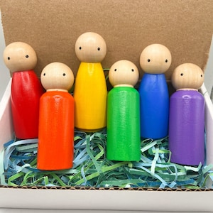 Classic Rainbow Wooden Peg Doll Set