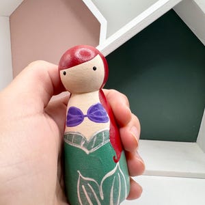 Ariel Princess Hand-painted Wooden Doll