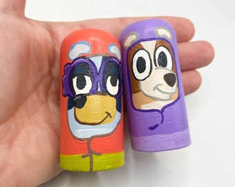 Bluey or Bingo “Grannies” Hand-painted Wooden Dolls