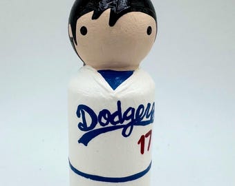Shohei Ohtani Hand-Painted Wooden Peg Doll