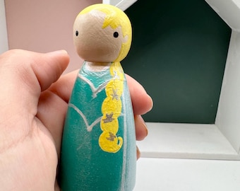 Elsa Princess Hand-painted Wooden Doll