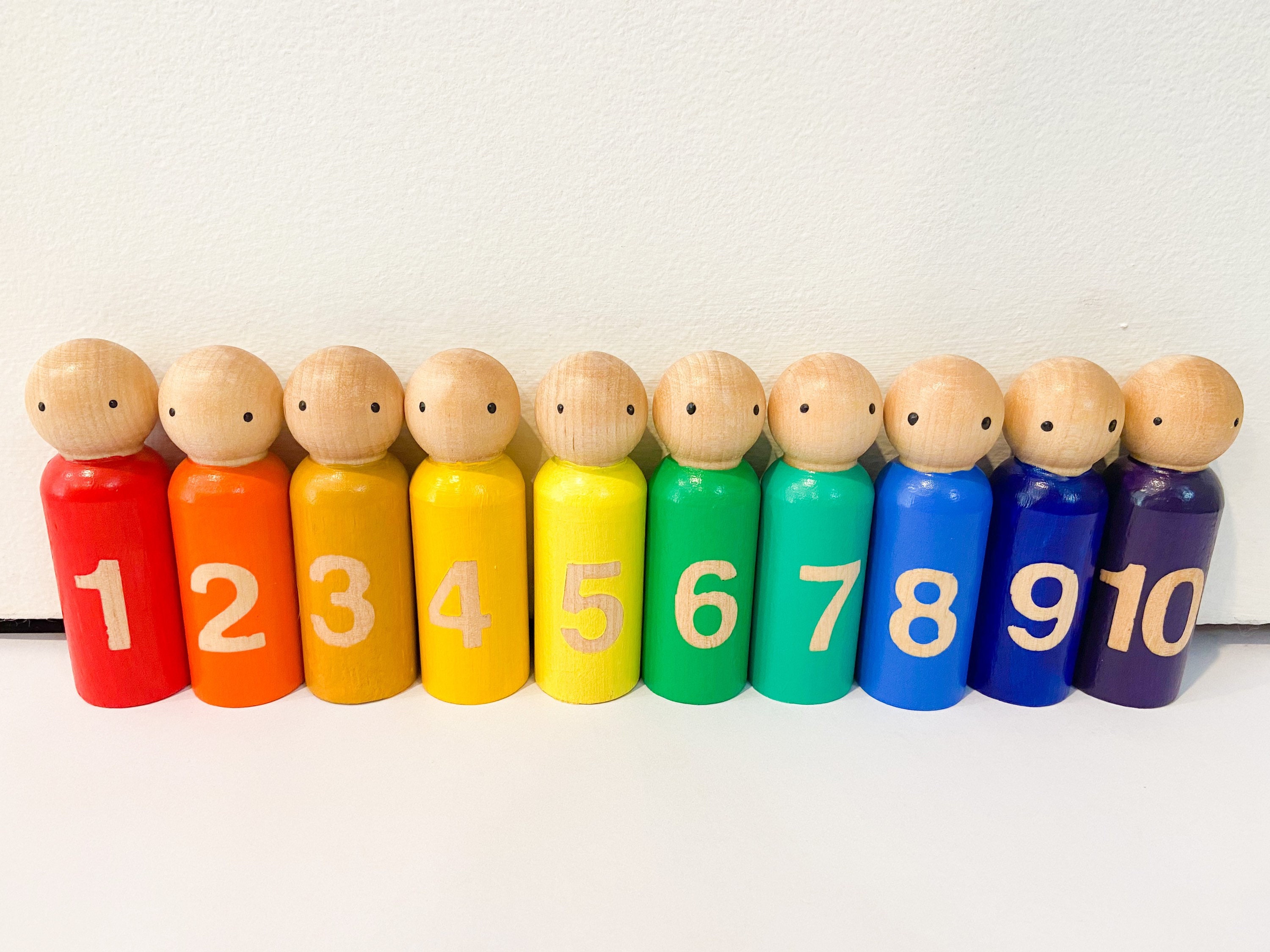 Number Wooden Peg Dolls Montessori and Waldorf Play Etsy