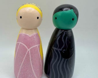 Elphaba & Glinda Hand Painted Dolls (Wicked)