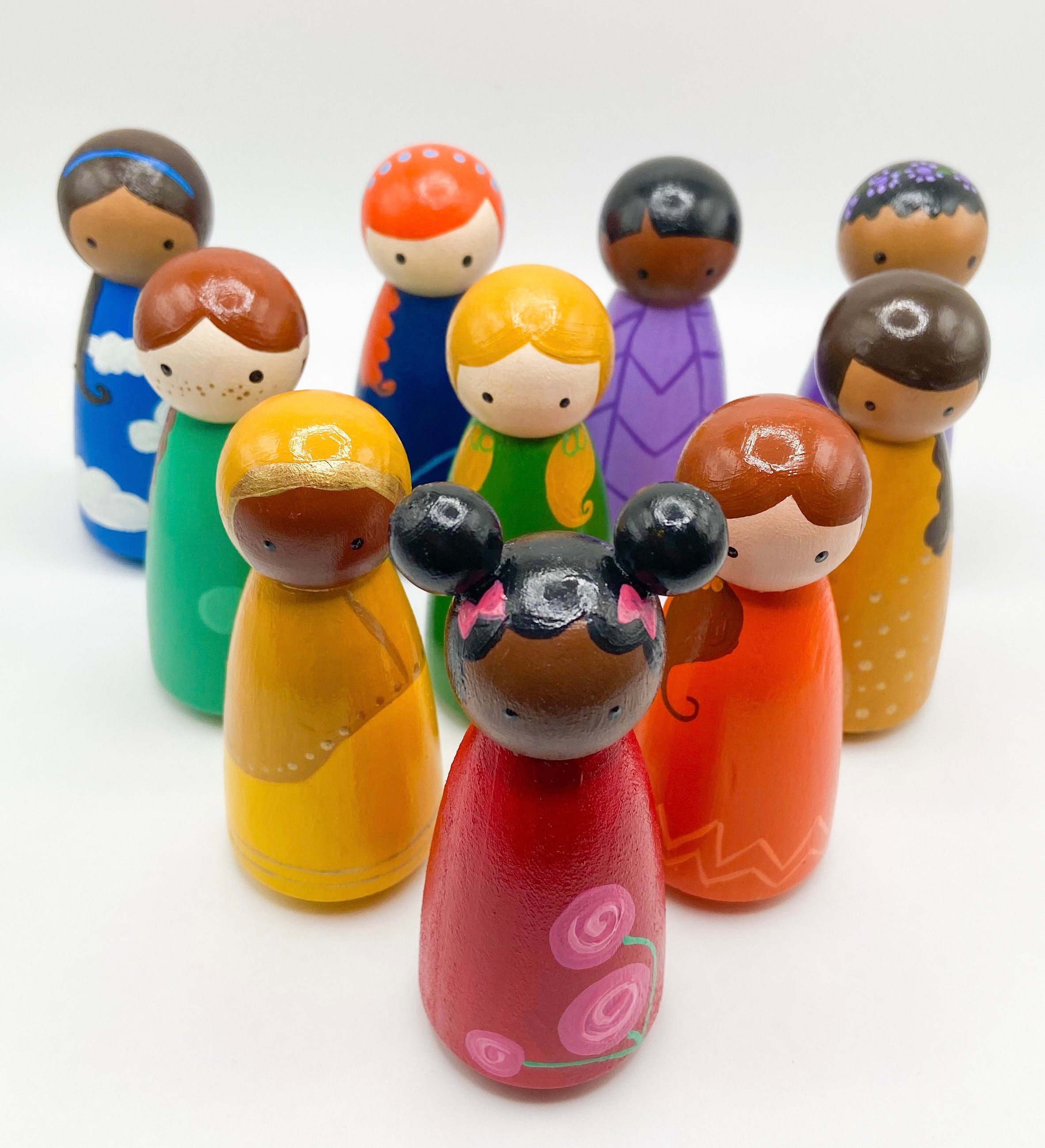 Rainbow Girl Peg Dolls - Etsy