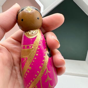 Indian Girl Hand-painted Wooden Doll