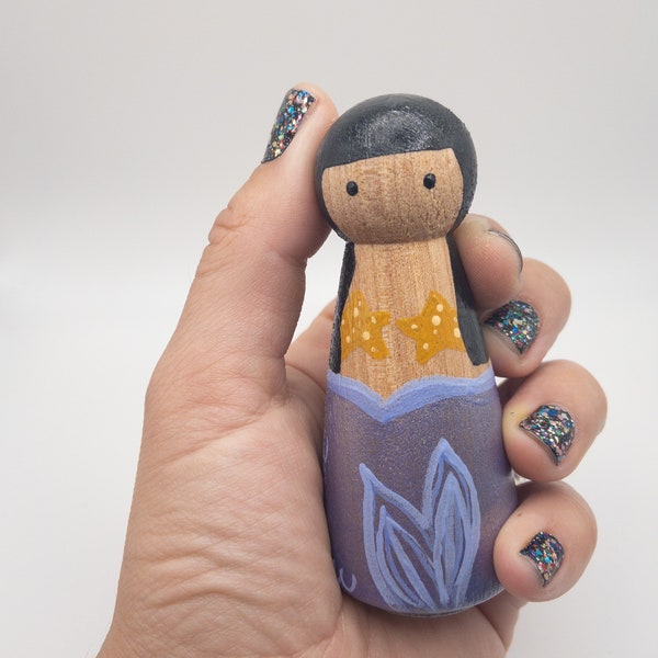 Mermaid Wooden Peg Doll (Carly)