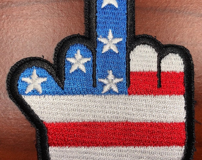 Flag Finger full color middle finger morale patch 2.75”H x 2.25”W