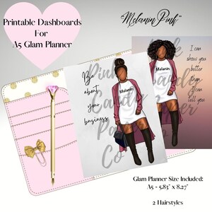 Melanin Pink/Digital Dashboard/A5/Digital Planner Dashboards/ Printable Planner Dashboards/Digital Planner Cover/Fashion/Boss Babe