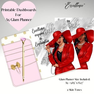 Excellence/Glam Planner/Digital Dashboard/A5/Digital Planner Dashboards/ Printable Planner Dashboards/Digital Planner Cover