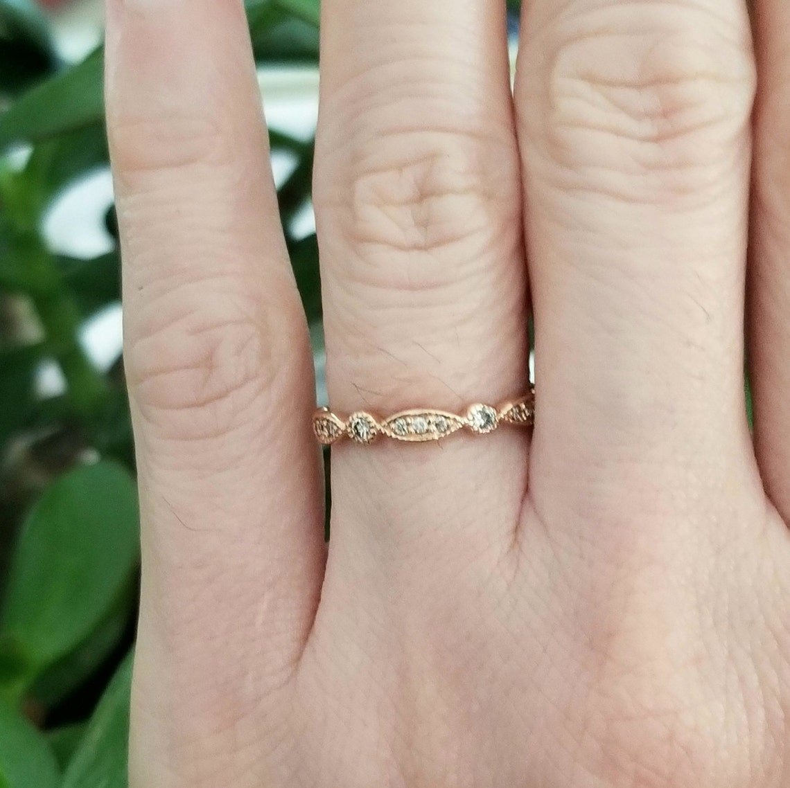 Stacking Eternity Ring 14K Gold / Diamond Stackable Rings/Art Etsy