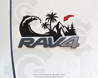 Beach, Wave, Mountains Vinyl Decals for RAV4 Badge 2014-2025