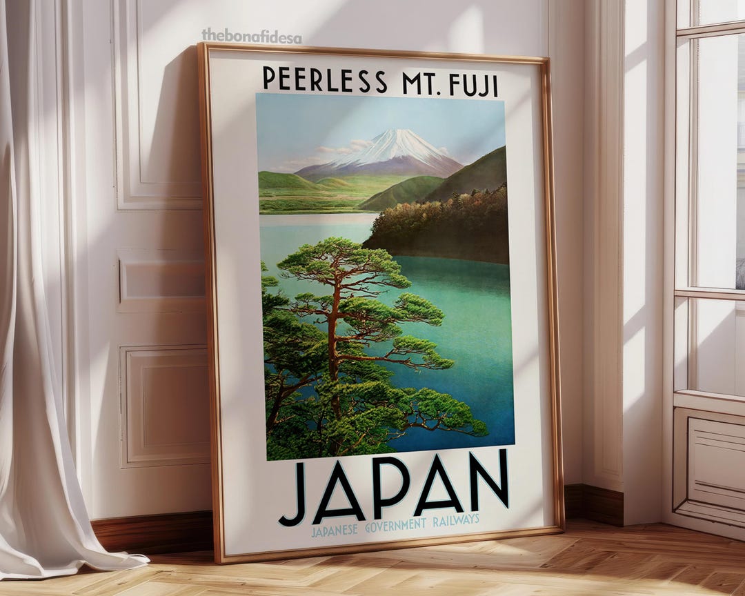 Vintage Mount Fuji Travel Poster Digital Print, Japan Retro Wall Art ...