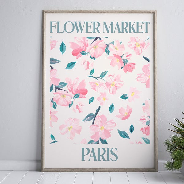 Paris Flower Market Print, France Travel Poster, Maximalist Home Decor, Printable Art, Eclectic Gallery Wall, Watercolor Digital Download