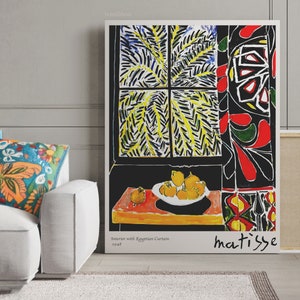 Henri Matisse, Innenraum mit ägyptischem Vorhang 1948, Vintage, Retro Ausstellungsplakat Digitale Kunst, Reproduktion Download, Galerie Wanddekor Druck