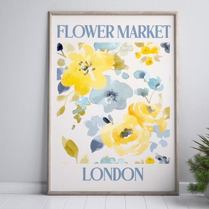 London Poster, Flower Market Print, London Travel Poster, Maximalist Decor, Eclectic Printable Art, Gallery Wall, Digital Download