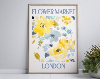 London Poster, Flower Market Print, London Travel Poster, Maximalist Decor, Eclectic Printable Art, Gallery Wall, Digital Download