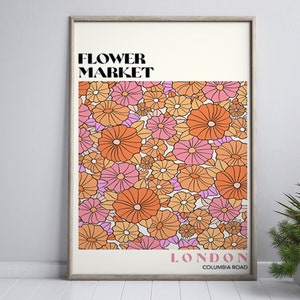 Flower Market Poster Download, Flower Market Print, London Flower Market, Printable Wall Art, Digital Download Poster, Columbia Road