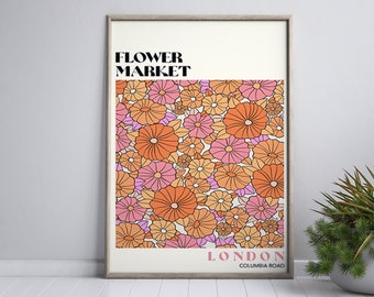 Flower Market Poster Download, Flower Market Print, London Flower Market, Printable Wall Art, Digital Download Poster, Columbia Road