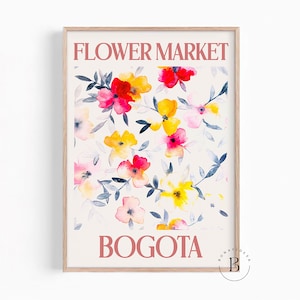 Bogota Flower Market, Colombia Travel Poster Print, Maximalist Home Decor, Colombia Printable Art, Eclectic Gallery Wall, Digital Download