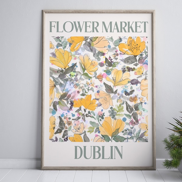 Flower Market Print, Dublin Travel Poster, Maximalist Home Decor, Ireland Printable Art, Eclectic Gallery Wall Print, Digital Download