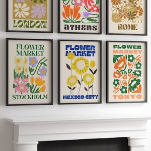 Neutral Gallery Wall, Flower Market Set Of 6 Prints, Greece Poster, Athens Print, Tokyo Poster, Collage Print, Aesthetic Posters, London Art image 7