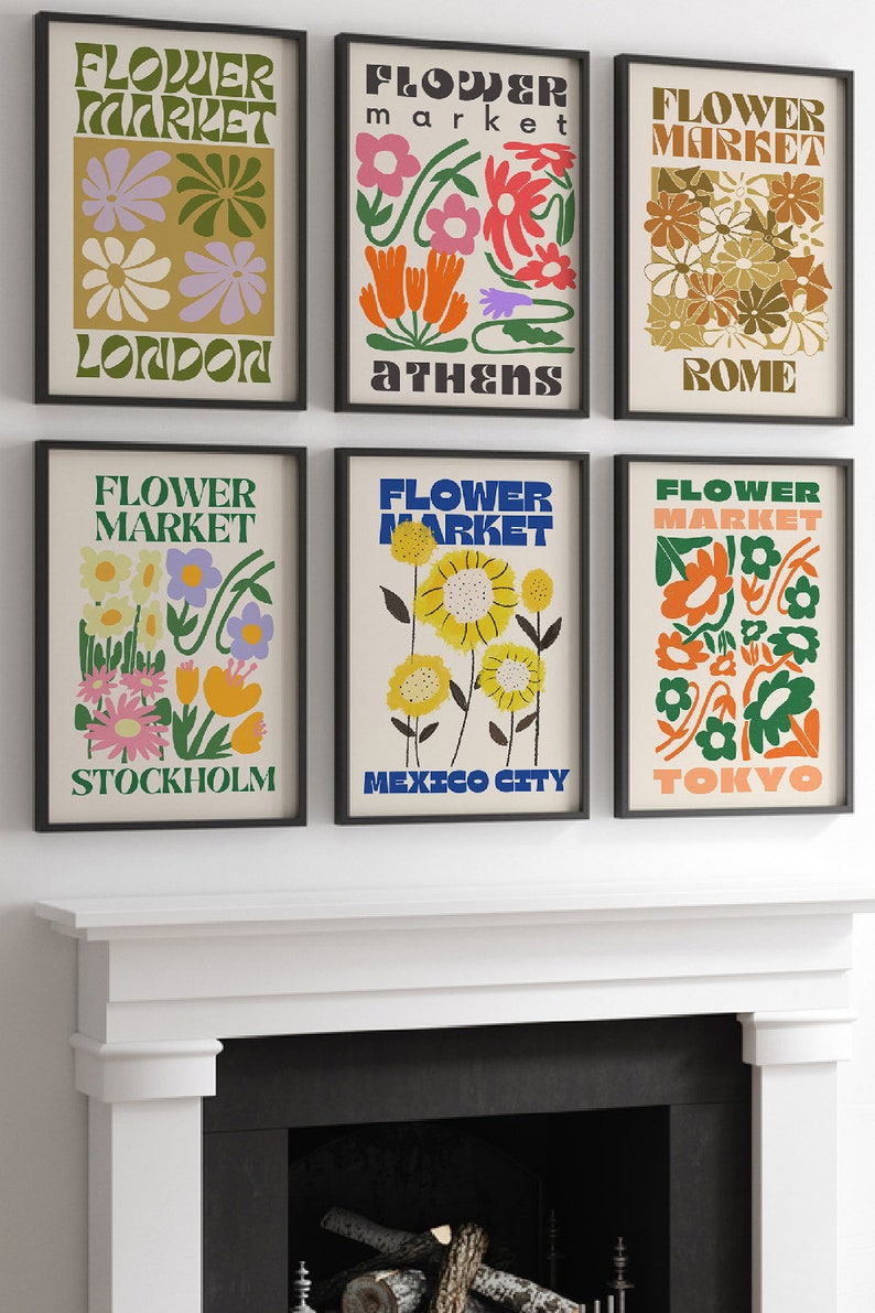 Neutral Gallery Wall, Flower Market Set Of 6 Prints, Greece Poster, Athens Print, Tokyo Poster, Collage Print, Aesthetic Posters, London Art image 7