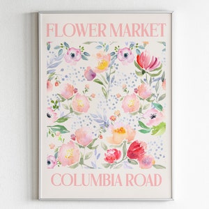 Columbia Road Flower Market, Travel Poster Print, Maximalist Home Decor, London Printable Art, Eclectic Gallery Wall, Digital Download