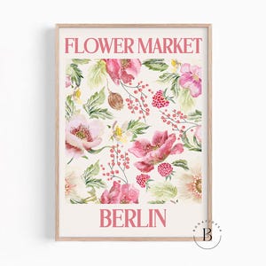 Berlin Flower Market, Germany Travel Poster Print, Maximalist Home Decor, Germany Printable Art, Eclectic Gallery Wall, Digital Download
