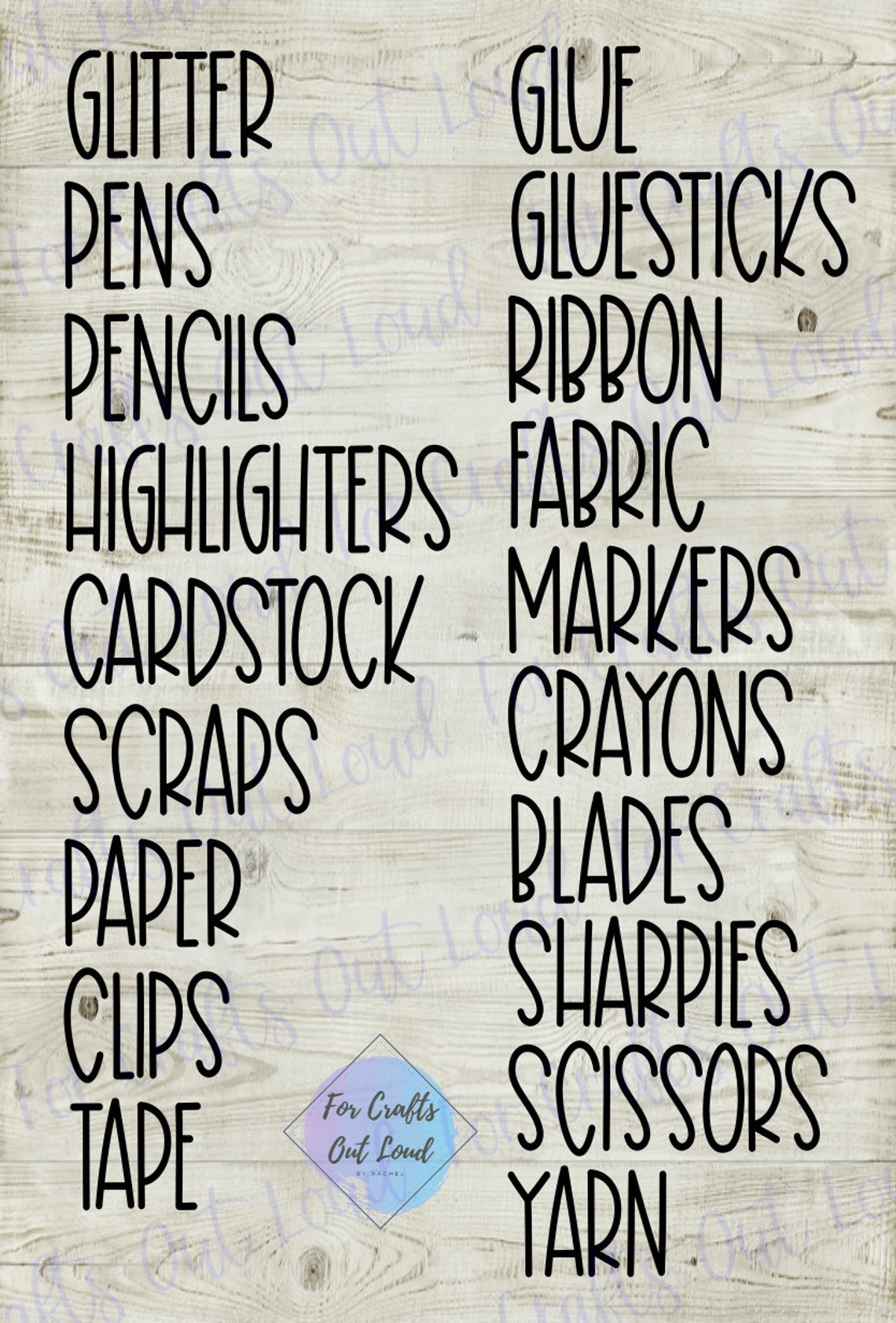 Craft Room Labels SVG / Art Supply SVG Labels / Craft Supply Etsy