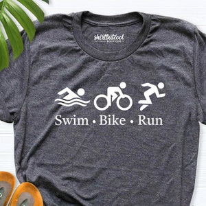 Swim Bike Run Shirt, Sport team Shirt, Triathlon Shirt, Swim Shirt, Triathlon crew T-shirt, Marathon Shirt, Triathlon Gift, Sport race shirt