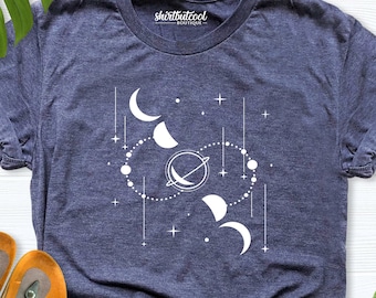 Moon shirt, Moon Phases shirt, Space moon shirt, Astrology Shirt, Astronomy shirt women, Moon Stars Shirt, Space Lover Gift, Celestial Shirt