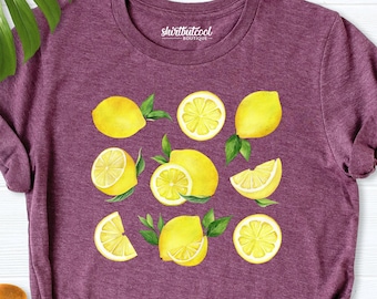 Lemon Shirt, Summer Lemon Shirt, Fruit Tshirt, Lemon gifts, Lemon shirt women, Lemon print shirt, Lemon Cottagecore shirt, Lemon shirt girl