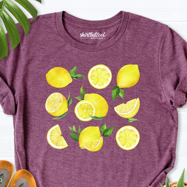 Lemon Shirt, Summer Lemon Shirt, Fruit Tshirt, Lemon gifts, Lemon shirt women, Lemon print shirt, Lemon Cottagecore shirt, Lemon shirt girl