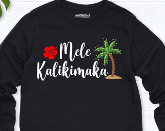 mele kalikimaka long sleeve tee, Tropical Christmas sweatshirt, mele kalikimaka hawaiian shirt, Hawaii Beach Christmas vacation hoodie sweat
