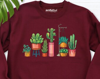Cactus Sweatshirt, Plant Lady Sweatshirt, Cactus lover Gifts, Cactus hoodies, Succulent sweatshirt, Gardener Sweatshirts, Cactus long sleeve