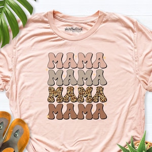 PECHAR Women's Groovy Mama Graphic T-Shirt – Casual Funny Mom Gift Tee