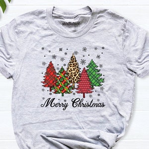 Women Christmas Shirt, Leopard Print Christmas Tree Shirt, Ladies Christmas Shirt, Women Holiday Shirt, Christmas Tree Shirt, Cute Christmas