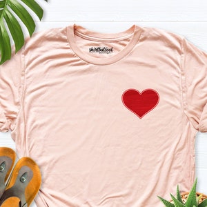 Pocket size red heart shirt, heart tee shirt, valentine&#39;s day shirt, women heart shirt, Valentines shirt, couple matching shirt, cute hearts