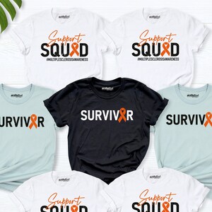orange ribbon cancer team shirt, multiple sclerosis shirts, MS warrior shirt, multiple sclerosis awareness, leukemia cancer awareness shirt,