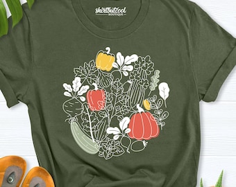 vegetable garden shirt, Cottagecore Clothing, Plant Aesthetic Shirt, Farmer Shirt, Vegetable Print Shirt, Gardening T-Shirt, Gardener Shirt