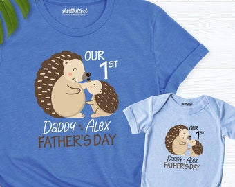 Our 1st Fathers Day Matching Hedgehog Shirt, Daddy and Baby Outfits, New Dad Gift Tshirt, Dad and Son Tee, Dad and Daughter Tee,Hedgehog Tee