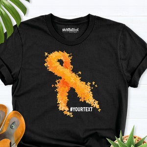 Custom orange ribbon awareness shirt, support squad shirt, multiple sclerosis shirt, orange ribbon team Leukemia Shirt, Kidney Cancer Shirts