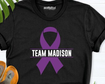 Custom Purple Ribbon shirt, cancer support squad shirt, Epilepsy Awareness Shirt, Pancreatic Cancer Awareness Shirt, family Epilepsy shirt