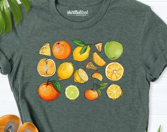 citrus shirt, Lemon Shirt, orange shirt, Summer Shirt, Fruit shirt, Lemon gifts, Cottagecore shirt, Fruit lover shirt, botanical shirt women