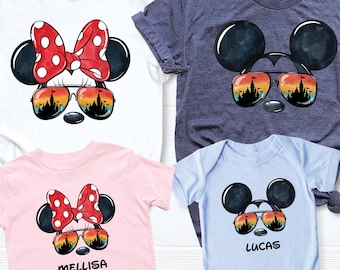 Disney shirt with sunglasses Mickey Minnie Family trip shirt Custom Disney Family vacation shirt, matching Disney shirt, Magic Kingdom shirt