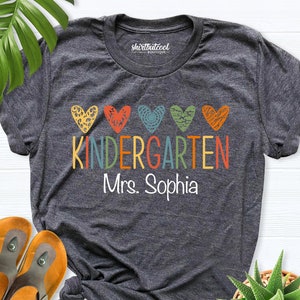 Personalized Kindergarten teacher shirt, Custom Name Teacher Shirt, Kindergarten teacher tee, Teacher Gift, Back to School, cute teacher tee