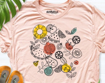 Summer Shirt, Fruit shirt, Cottagecore shirt, Fruit lover shirt, Aesthetic Shirt women, botanical shirt, summer fruit party shirt, fruit tee