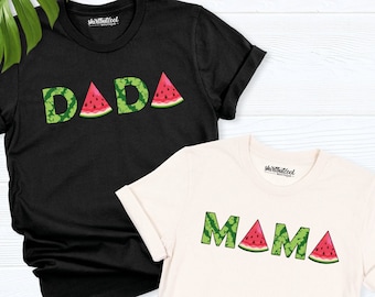 Watermelon Mama Shirt, funny summer fruit tees, watermelon dada shirt, Mama Shirt,fruit birthday Shirt dad mom, Matching Family summer Shirt