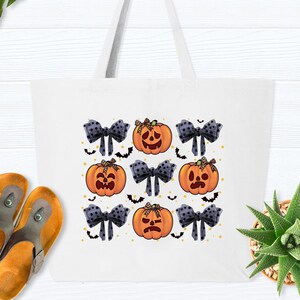 Halloween Pumpkin bow Jumbo Tote Bag,Cute Pumpkin Tote Bag, Funny Halloween Gift Bag, Pumpkin Fall Tote Bag, Halloween totes, Halloween Tote